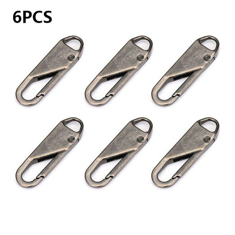  Metal Zipper Pulls Replacement, Universal Zipper Pull Repair  for Suitcase Luggage Jacket Backpacks Boot (2 Silver + 2 Black)