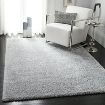 SAFAVIEH August Carlene Solid Plush Shag Area Rug, Silver, 3' x 5'