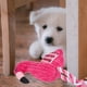 thumbnail image 4 of Juguete de cuerda con chirrido para mascotas, peluche de pana con forma de flamenco, juguete interactivo de peluche limpio con dientes (rosa), 4 of 6