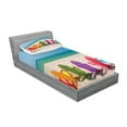 thumbnail image 2 of Summer Fitted Sheet & Pillow Sham Set, Seascape Panorama with Adroable Colorful Painted Wooden Deskchairs on Sandy Beach, Decorative Printed 4 Piece Bedding Decor Set, Twinxl, Multicolor, by Ambesonne, 2 of 3
