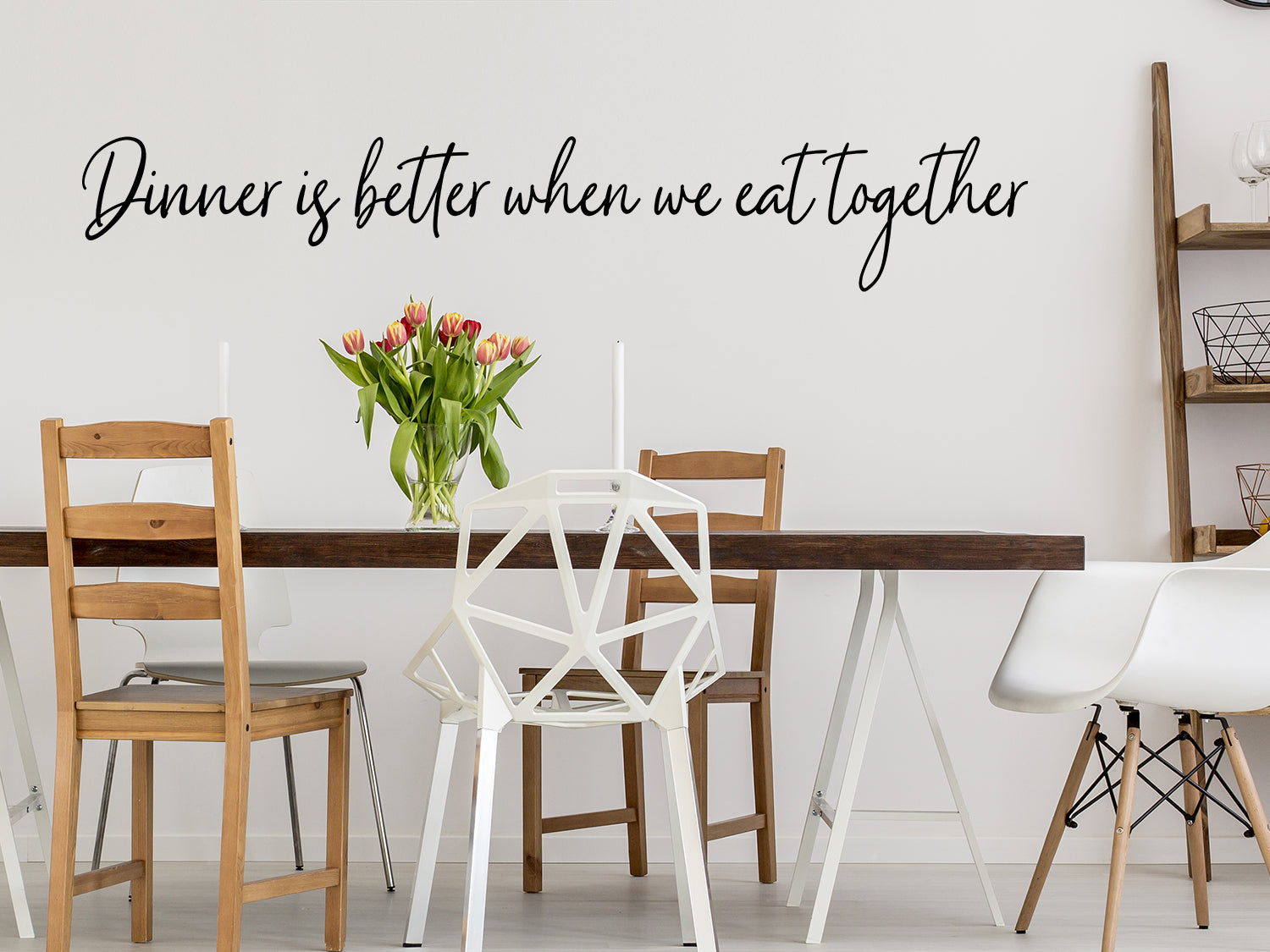 Dinner Is Better When We Eat Together Cursive Kitchen Wall Decal