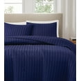 thumbnail image 3 of Brooklyn Loom Classic Solid 100% Cotton 200 Thread Count Percale Navy 2-Piece Twin Quilt Set, Solid Casual themed, Adult Bedding, OEKO-TEX Certified, 3 of 10