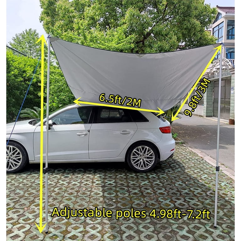 DANCHEL 6.5ft x 9.8ft Gray Suction Cup Vehicle Side Awning