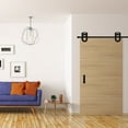 thumbnail image 6 of Premium Wagon Wheel Horseshoe Barn Door Hardware Set W/ 8' Track For 1 3/8" Doors, Matte Black, 6 of 16