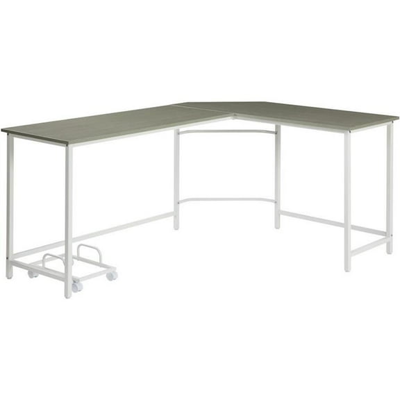 Bowery Hill Contemporary Computer Desk in Gray and White Finish