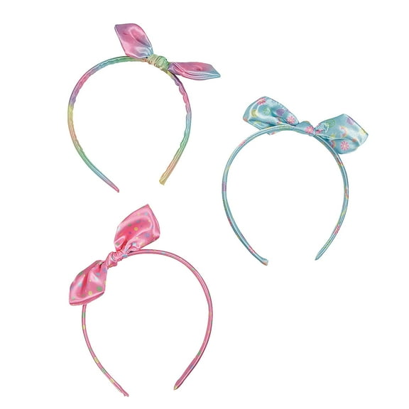 Fun Express 5" Pastel Design Fabric-Covered Headbands with Bows - 6 Pieces
