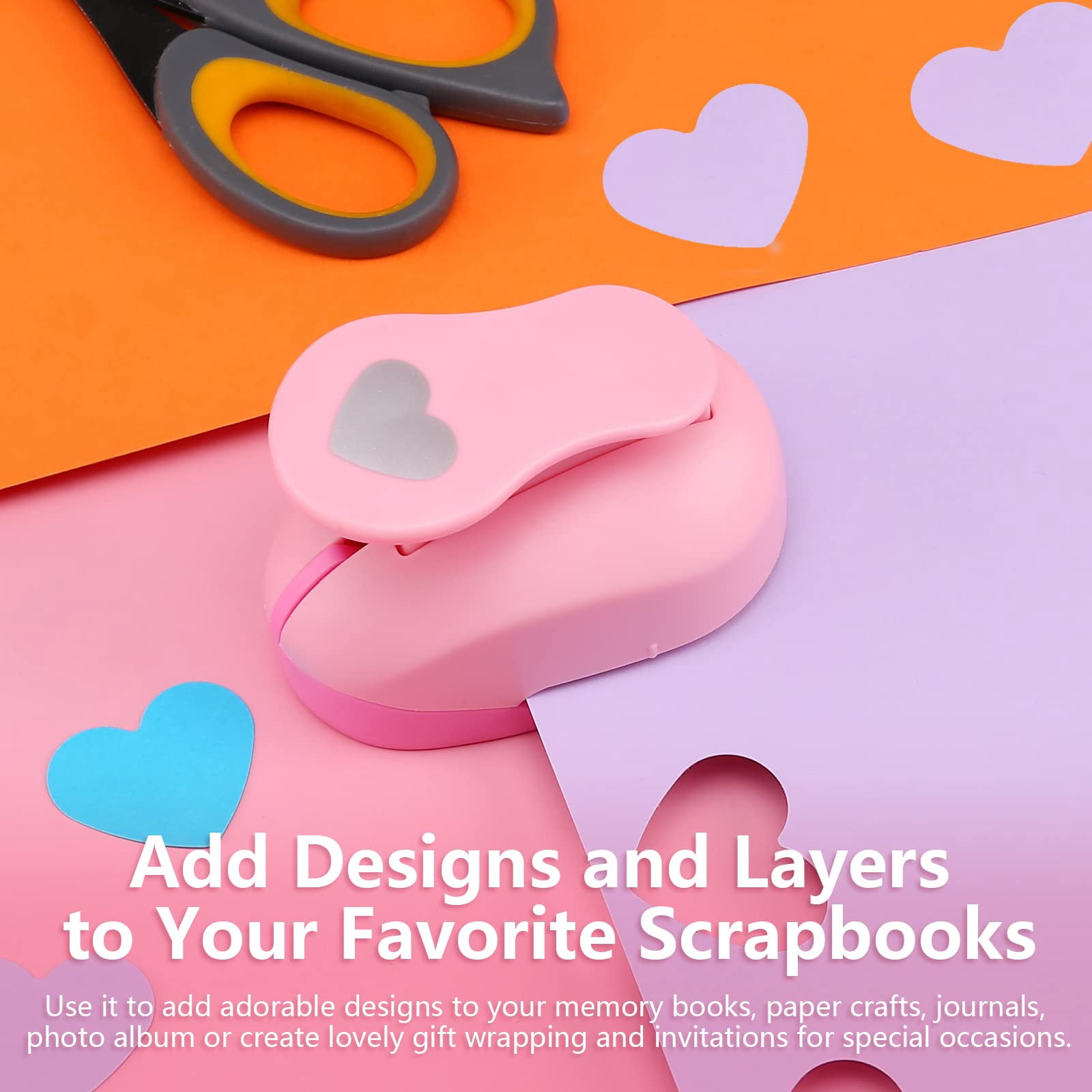 3 Inch Heart Punch, 75mm Heart Lever Action Craft Punch, Heart Shaped Hole Punch for Paper Crafts, Weddings, Cardstock, Gift Wrapping, Greeting Cards and Scrapbooks