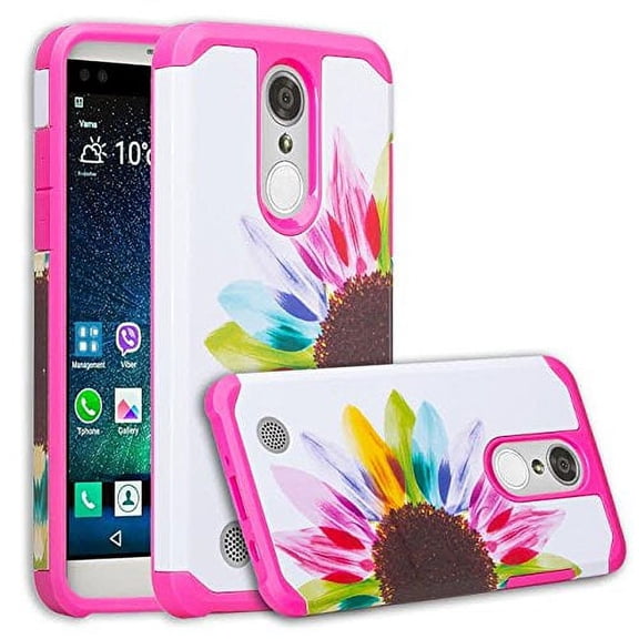 LG K20 V Case, LG K20 Plus Case, LG Harmony Case, LG V5 Case, LG Grace Case, LG K10 2017 [Dual Layer] Drop Protection Hybrid Silicone Protective Case Cover for LG K20 Plus/LG K20 V - Sun Flower