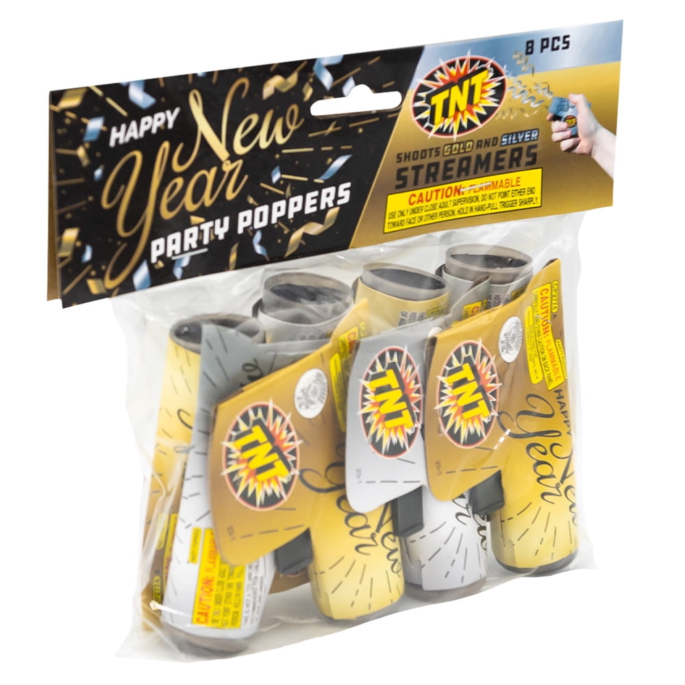New Year's Magnum Popper, TNT Fireworks, Gold and Silver Confetti Poppers