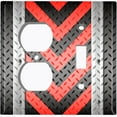 thumbnail image 4 of Metal Light Switch Plate Cover Black Red Metal V Crosshatch MET024, 4 of 13