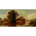 thumbnail image 2 of American School 24x14 Gold Ornate Framed and Double Matted Museum Art Print Titled - River Vista with Covered Bridge (19th Century), 2 of 4