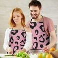 thumbnail image 5 of Pink and Black Of Leopard Print Apron-Garden Aprons for Women with Pockets-Cotton Linen Waterproof Kitchen Cooking Gardening Aprons Adjustable for Kitchen,Cooking,BBQ and Salon 33x27 Inch, 5 of 7