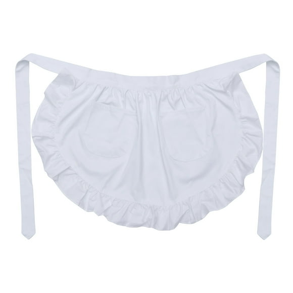 EeaseMX Delantal europeo de algodón con volantes para damas de honor, color blanco puro, para mujeres y niñas (blanco)
