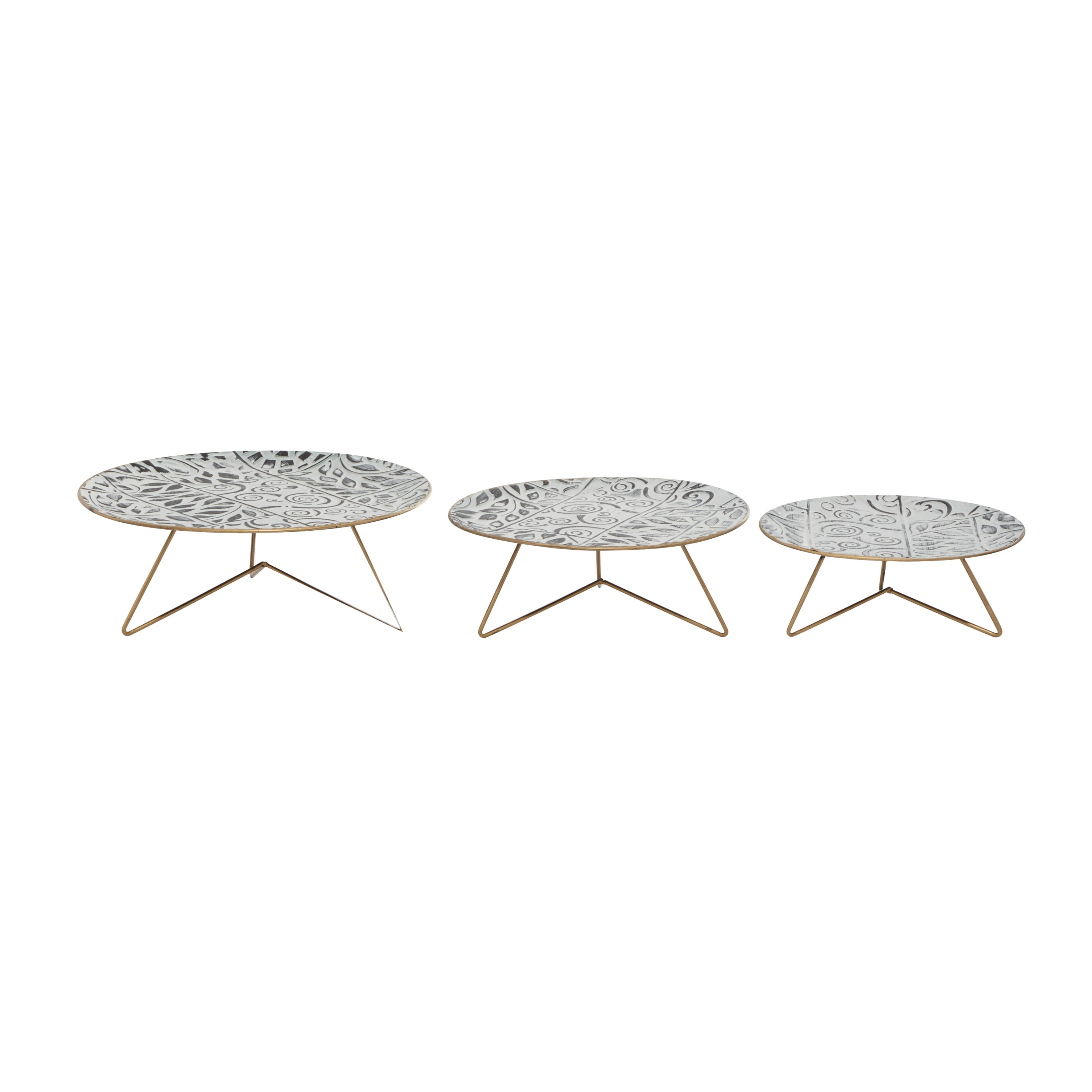 DecMode 11", 12", 14"W Metal Farmhouse Cake Stand, White, 3 - Pieces