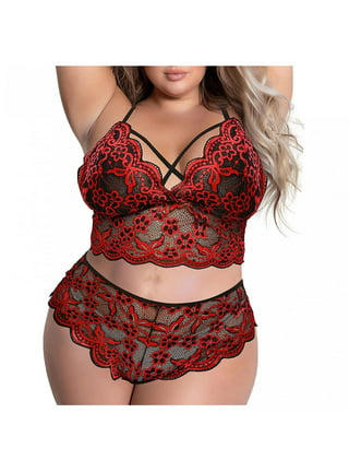 Women's Negligee Strappy Lace Snap Sexy Lingerie Two-piece Set