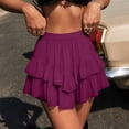 thumbnail image 2 of CHEEREAM Flowy Shorts for Womens Casual Boho Ruffle Tiered Skorts High Waist Mini Skirts Golf Tennis Crochet Shorts, 2 of 7