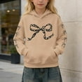 thumbnail image 5 of LRen Girls Hoodies Size 14-16, Girl Bow Leopard Printed Hoodies Drop Shoulder Long Sleeve Sweatshirts Pullover Preppy Back To School Cute Valentines Clothes,Khaki,13-14 Years, 5 of 7