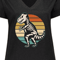 thumbnail image 4 of Inktastic Dinosaur Skeleton Halloween Women's Plus Size V-Neck T-Shirt, 4 of 5