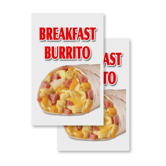 Breakfast Burrito (2-PACK) 24" x 36" Vinyl Decals | Sign Insert Peel & Stick Decals Stickers Window Signs