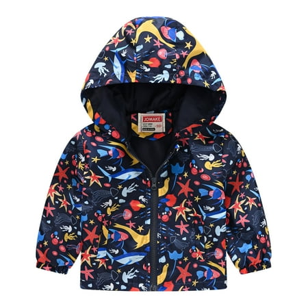 

TAIAOJING Toddler Jacket Boys Girls Casual Printing Cartoon Hooded Outerwear Zipper Long Sleeve Windproof Coat Outwear 18-24 Months