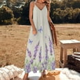 thumbnail image 3 of Lavender Flowers Sleeveless Suspender Dress Summer Fashion Casual Long Dress, 3 of 9