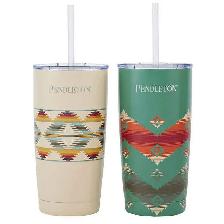 Pendleton 20oz Tumblers, Set of 2, Stainless Steel, White and