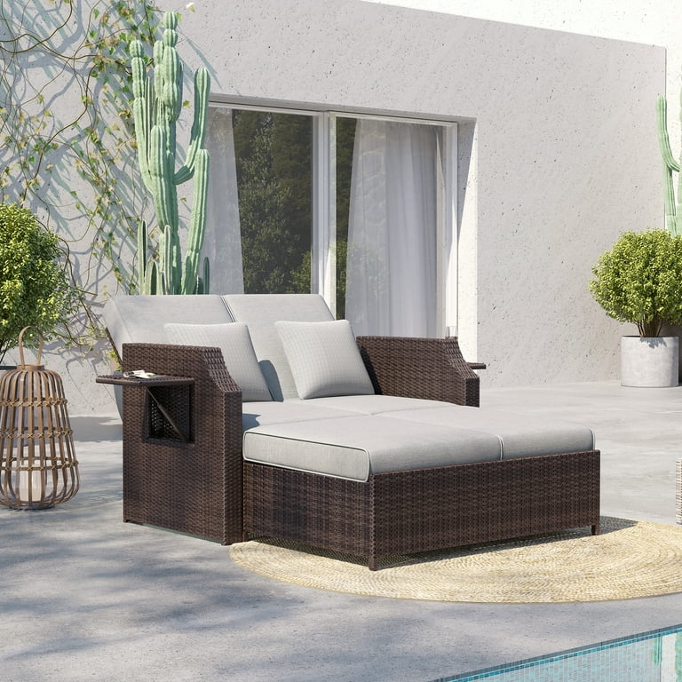 Ove Decors Sunnybrook Outdoor Patio Daybed with Fully Reclining