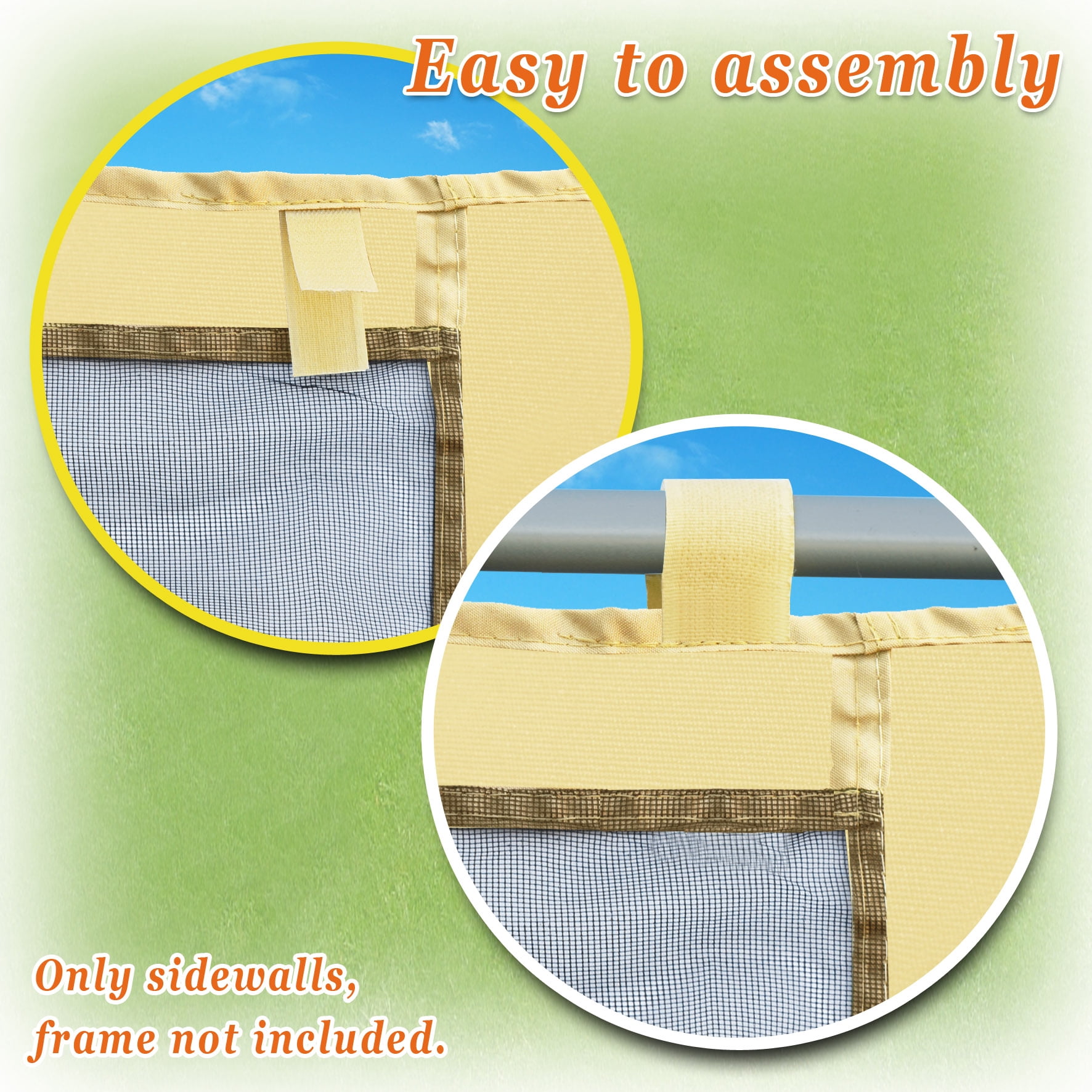 Sunny Replacement Mosquito Netting for 8 x 8 Gazebo, Zippered Mesh Sidewalls, Pack of 4