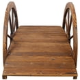 thumbnail image 4 of GVN 3.3ft Wooden Garden Bridge Arc Footbridge with Half-Wheel Style Railings & Solid Fir Construction, Stained Wood, 4 of 10
