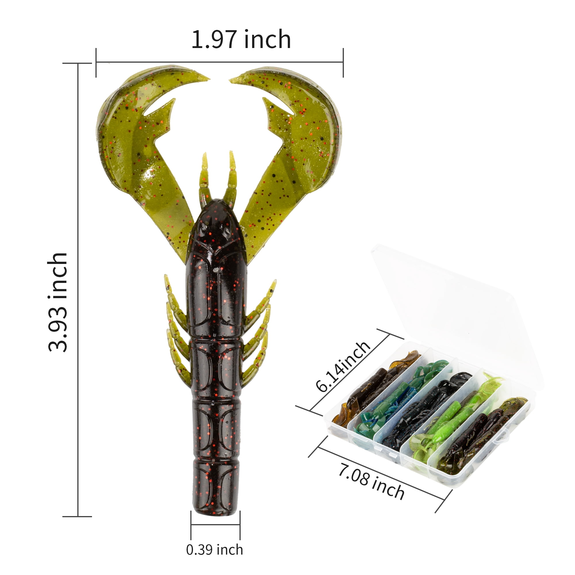 25Pcs Soft Plastic Fishing Lures for Bass - Ned Rig Bait Kit with Worms, Crawfish, Paddle Tail Swimbaits, Trout Walleye Lures