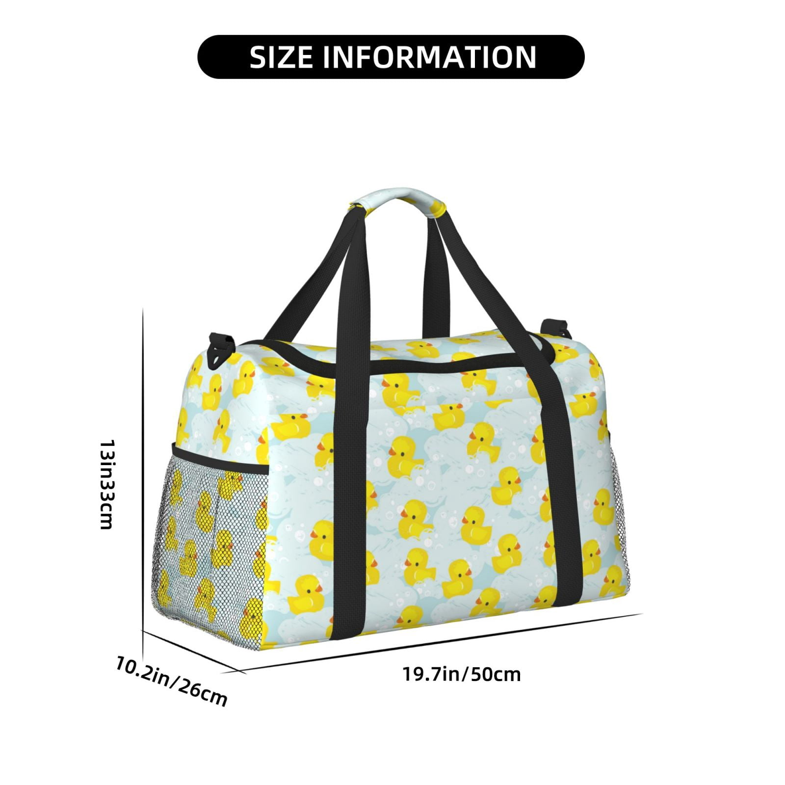 Fuzoiu cute rubber duck Print Travel Duffle Bag,Carry On Tote Bags,Duffel Bag,Sport Gym Bag, Hospital Bag for Labor and Delivery, Overnight Bag,Luggage Bag