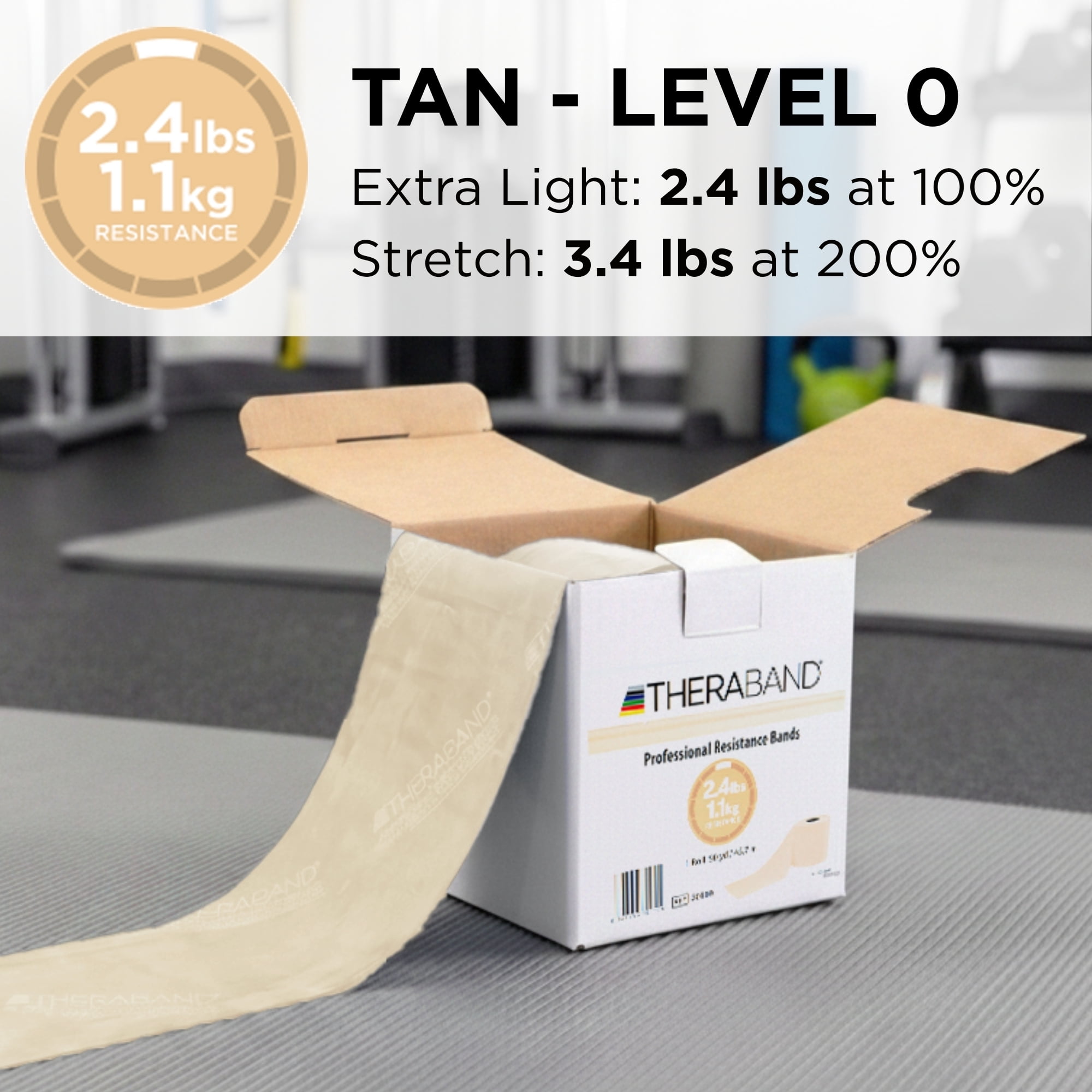THERABAND Resistance Band, Tan, Extra Light, 50-Yard Roll, Elastic Band for Strength Training, Stretching, Yoga, Pilates, Physical Therapy, Portable & Cut-to-Length, Color-Coded Levels
