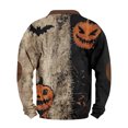 thumbnail image 3 of WTOBBY Men's Stylish Halloween Pumpkin Print V-Neck Long Sleeve Top, Relaxed Fit for Seasonal Events, Comfortable and Fun Holiday apparel,Yellow S, 3 of 3