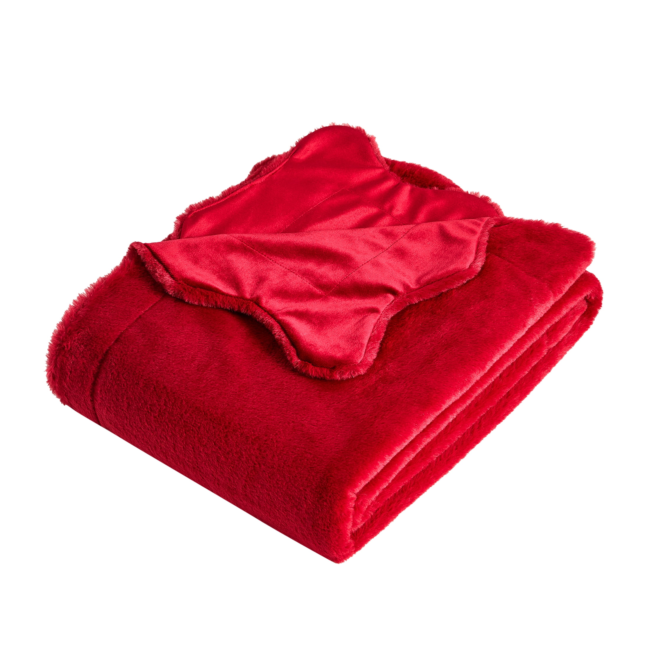My Texas House Faux Fur Scallop throw 50"x60", Red