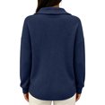 thumbnail image 4 of WULMLEO Women's Solid Color Ribbed Knit Sweaters Bow Tie Neck Long Sleeves Cozy Fashionable Fall/Winter Top Dark Blue 3XL, 4 of 5