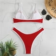thumbnail image 4 of ylioge Swimsuits for Women Two Piece Bikini Bathing Suits Built in Bra Ladies Trendy Color-Block Low Waisted High-Cut Thongs Swimwear Sets, 4 of 8