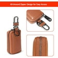 thumbnail image 3 of Luckybay Leather Car Key Case Holder – Compact Zippered Auto Key Fob Protector Pouch for Smart & Folding Keys, Coins – Keychain Wallet for Men & Women (Caramel), 3 of 7