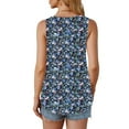 thumbnail image 4 of Plus Size Tank Tops for Women under $5 2025 Sleeveless Crew-neck Print Loose Casual Pleated Top Multicolor L, 4 of 6
