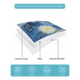 thumbnail image 5 of Quilts Twin Size Bedding Set, Blue Starry Night Lightweight Quilted Comforter, Abstract Star Sky House Tree Oil Painting Reversible Bedspread Coverlet with Pillow Covers for All Season, 68" x 86", 5 of 7
