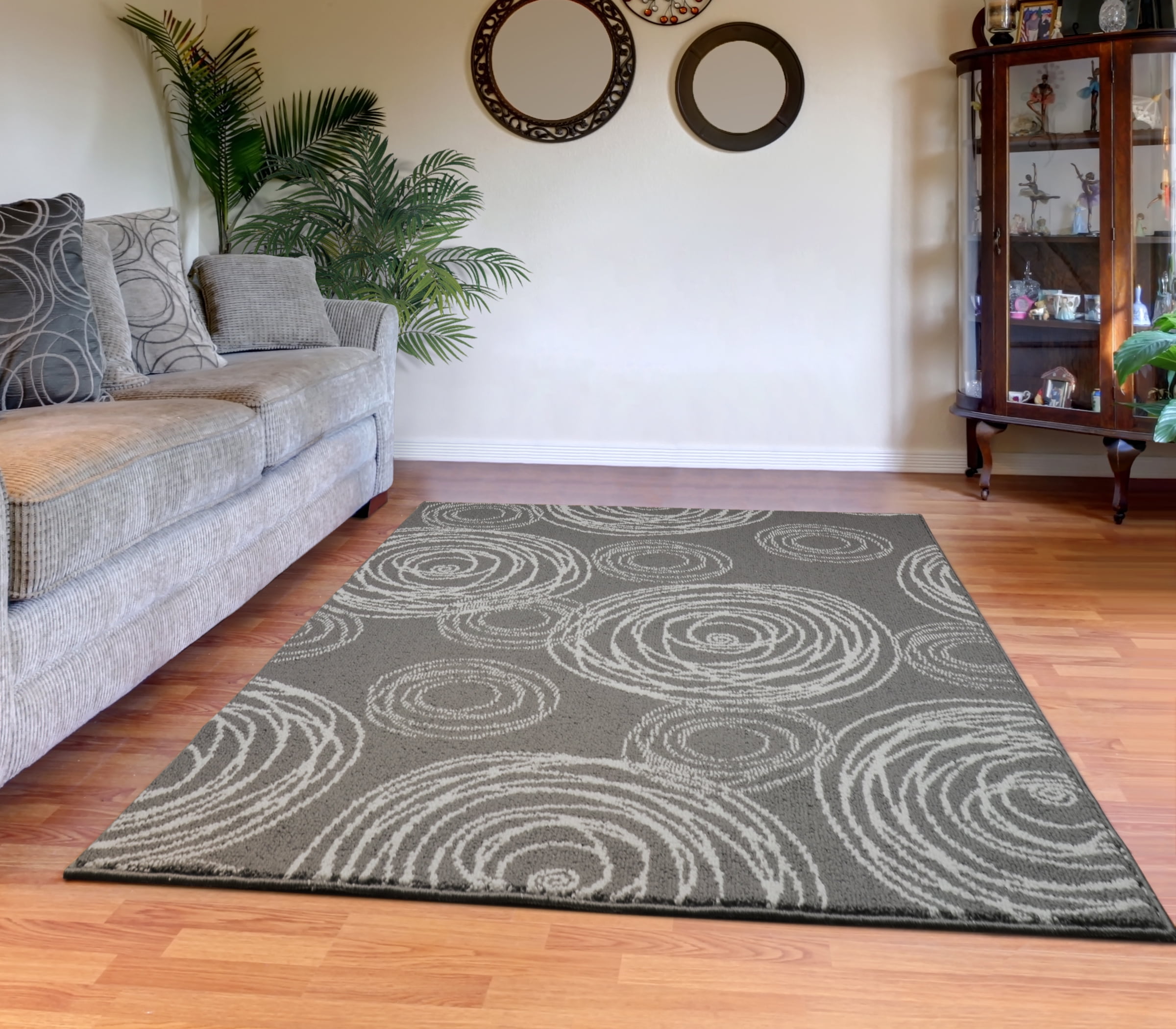 Garland Rug Whirlwind Cinder Gray/Silver 5'x7' Abstract Indoor Area Rug