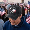 thumbnail image 2 of GrmtClth Usa 250th Anniversary Hat Patriotic Caps 1776-2026 Commemorative Baseball Caps Retro Traditional Soft Independence Washed Hat Men and Women Black One Size, 2 of 5