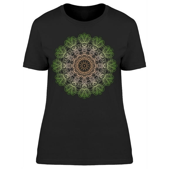 Green Round Floral Mandala T-Shirt Women -Image by Shutterstock, Female Medium