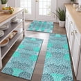 thumbnail image 2 of Turquoise Floral and Petal Pattern Kitchen Rugs Sets Of 3,Kitchen Runner Rugs Non Skid Washable,Decorative Kitchen Floor Mats for Kitchen,Sink,Laundry,17"x30"+ 17"x47" + 17"x59", 2 of 6