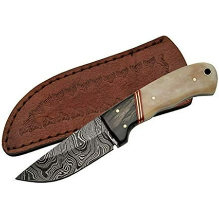 UPC 801608210682 product image for Damascus 1068 Skinner Fixed Damascus Skinner Blade Knife with White Smooth Bone  | upcitemdb.com