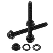 M6 x 60mm 10Pcs Phillips Flanged Hex Bolts with Nuts, Flat & Lock Washers, Black