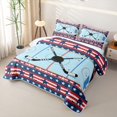 thumbnail image 3 of Feelyou Red Blue Patriotic Hockey Bed Spread Queen for Boys, USA Flag Ice Rink Queen Coverlet Set, 3pcs, 3 of 7
