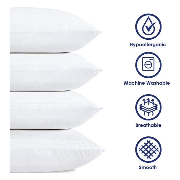 SILUI Pillows Standard Size Set of 4 Pack Soft Medium Support  Hypoallergenic Plush Down Alternative Bed Pillow for Back, Stomach or Side