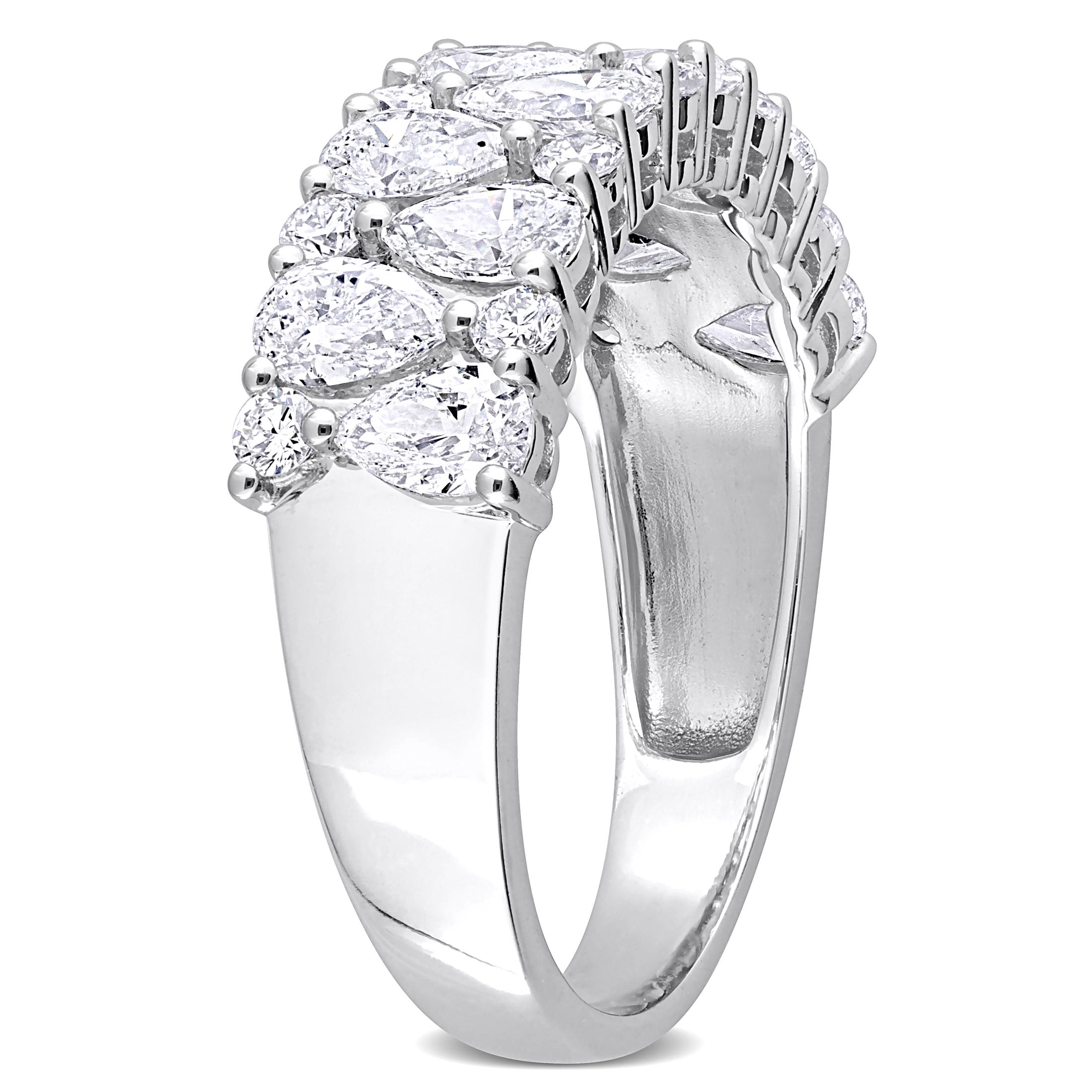 Miabella Women's 2 CT T.W. Pear & Round Diamond 14kt White Gold Semi-Eternity Anniversary Ring