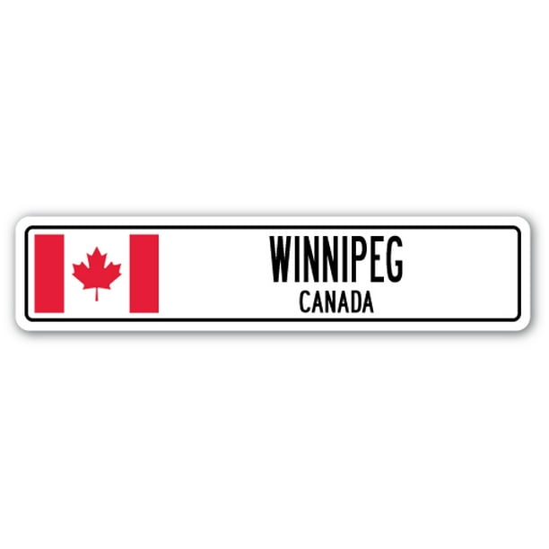 WINNIPEG, CANADA Street Sign Canadian flag city country road wall gift