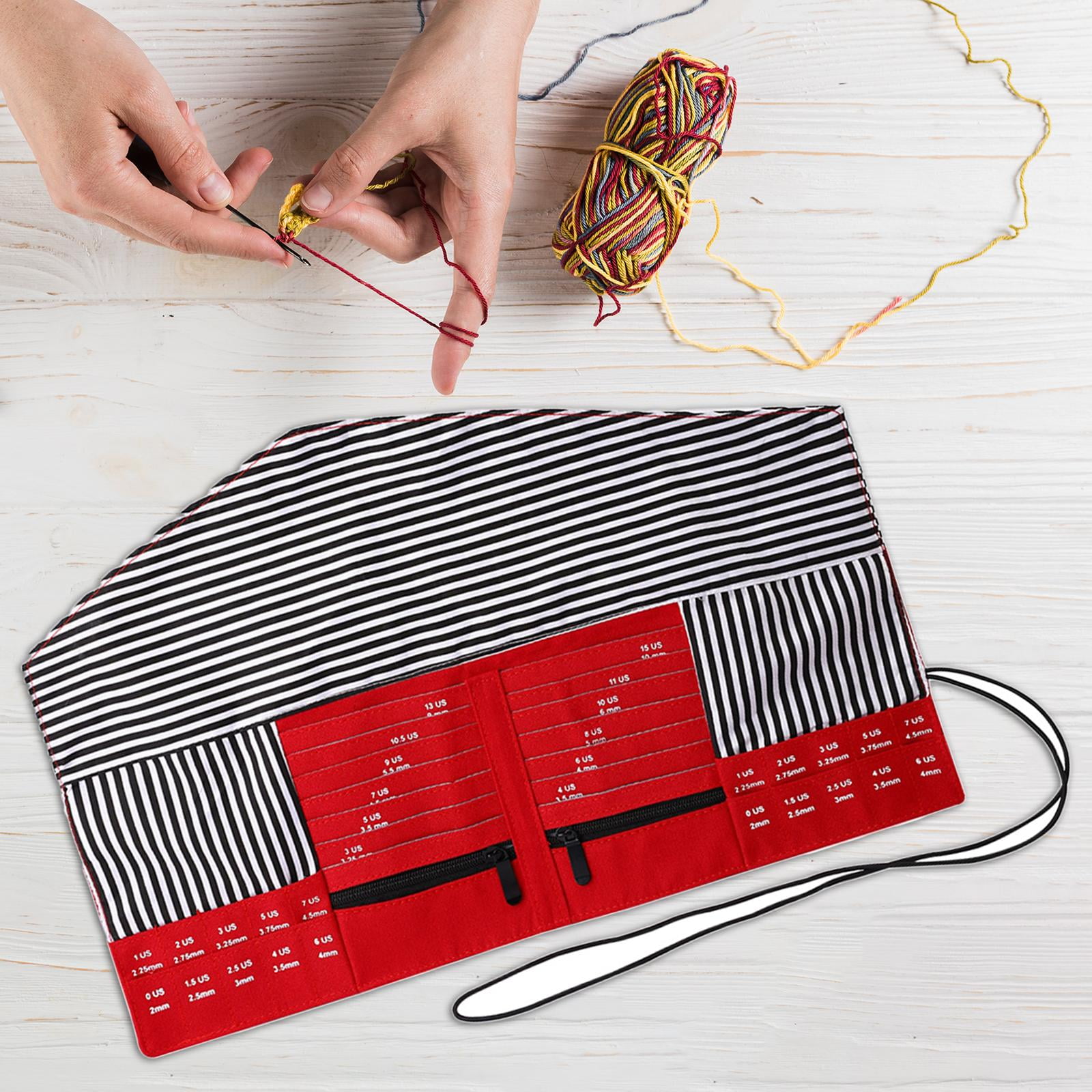 Knitting Holder Case Durable Portable Crafts Organizer Multifunction Practical Yarn Bag for Crochet Sewing Knitting Red